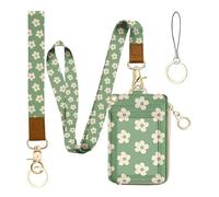 bolimoss Groovy Flower Lanyard with ID Holder for Women Teachers Cute Flower ID Holder with Lanyard