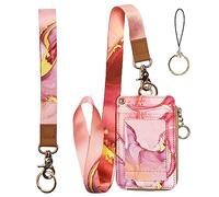 bolimoss Lanyard with Detachable Neck Strap, Pink Marble ID Badge Holder, Cute ID Badge Holder, Work Sign, Heavy Duty for Work, Office, Nurse, Medicine, Student, Teacher