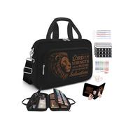bolimoss Lion Bible Cover with Zipper Pockets for Men, Large Bible Cover Case with Pens Highlighters Cross Clip Tabs, Bible Carrying Case with Handle Strap, Bible Accessories for Christian Gift(Brown)