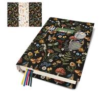 bolimoss Mushroom Butterfly Book Cover Protector for Novels,Reusable Canvans Book Sleeve with Pocket Bookmark, Adjustable Cloth Book Covers for Hardcover, Gifts for Teacher Students Book Reader,M