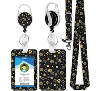 bolimoss Paw Lanyard with Card Holder Alligator Clip Cute Lanyard Key Chain ID Badge Holder Neck Strap with Plastic Card Holder for Teacher Woman Kids Teacher Student