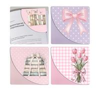 bolimoss Pink Bow Leather Bookmarks, 4pcs Cute Bows Book Marks, Corner Page Book Marks, Reading Gifts for Women, Kids, Girls, Boys, Teachers, Students, Reading Lovers (Tulips Floral Book Butterfly)