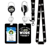 bolimoss Retractable Lanyard with Card Holder Set Includes Breakaway Lanyard, Extendable Carabiner Reel Clip and Plastic ID Card Holder, Neck Strap Lanyards for Work Badges Business Cards Key Rings