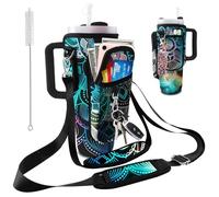 bolimoss Stanley Cup Bag 40 oz Tumbler Neoprene Water Bottle Carrier Bag with Adjustable Shoulder Strap & Phone Pocket, Stanley Cup Accessories, for Walking Travel Hiking Gym-Mandala