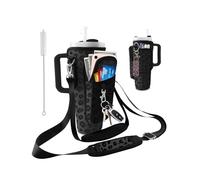 bolimoss Stanley Cup Bag with Phone Pocket Leopard Cheetah Print Insulated Neoprene Water Bottle Holder Pouch with 2 Adjustable Straps & 3 Pockets Stanley Accessories Fits 40 oz Tumbler for Hiking