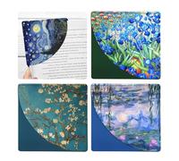 bolimoss Van Gogh Corner Bookmarks 4 Pcs, Oil Painting Floral Leather Book Accessories for Book Lovers, Monet Water Lilies Reading Book Page Markers for Women Girls Men Teacher Student Boys Kids Gifts