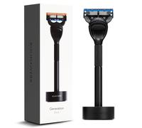 Bolin Webb Generation Razor & Stand - Luxury Razors for Men with Gillette Fusion 5 Blades, Premium Aluminum Shaving Razor for Smooth, Comfortable Shave, Ideal Gift & Daily Grooming Set (Black)