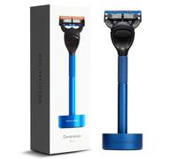 Bolin Webb Generation Razor & Stand - Luxury Razors for Men with Gillette Fusion 5 Blades, Premium Aluminum Shaving Razor for Smooth, Irritation-Free Shave, Ideal Gift & Daily Grooming Set (Blue)