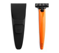 Bolin Webb Orange Handle with Razor Stand and Travel Case. Fitted with Gillette Mach3 Blade Cartridge. Award Winning Razors for Men - Made in England. Primed and Painted to an Automotive Finish, R1