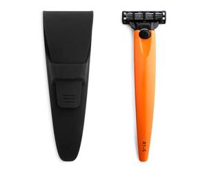Bolin Webb Orange Handle with Travel Case. Fitted with Gillette Mach3 Blade Cartridge. Award Winning Razors for Men - Made in England. Primed and Painted to an Automotive Finish, R1