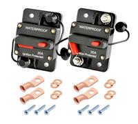 Bolipoeq 30Amp Circuit Breaker DC 12V-48V Marine Boat Trolling Motor Auto RV Trailer Car Solar System with Disconnect Battery Manual Reset Switch IP67 Waterproof(2 Pack)