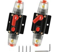 Bolipoeq 50 Amp Manual Reset Circuit Breaker DC 12-48V Waterproof Inline Fuse Holder, 3-15 AWG Overload Protection for Car Audio Sound Amplifier System RV Marine Boat Truck Solar (Pack of 2)