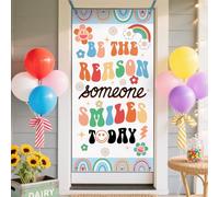 Bolisom Boho Rainbow Classroom Front Door Cover Decorations, Back to School Be The Reason Someone Smile Today Banner Background, Kids Kindergarten Preschool Elementary Middle Home Decor 3 x 6 FT