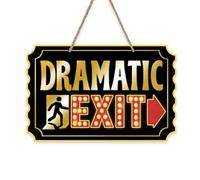 Bolisom Dramatic Exit Vintage Front Door Sign, Black Gold Emergency Exit Wood Hanger Porch Home Decor, Business Store Street Wooden Wreath Indoor Wall Hanging Decoration