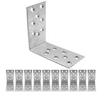 BOLIST 10 Pcs Angle Brackets for Wood 80 x 80 x 40 x 2 (mm) Corner Bracket L Shaped Brackets Metal Braces Galvanized Steel Heavy Duty for Fixing Furniture Shelves Timber Sleeper