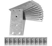 BOLIST 10 Pcs Flat Joining Plates 100 × 40 × 2 mm Galvanized Steel Mending Brackets Heavy Duty Connecting Plates Metal Repair Connectors for Wood Timber Sleeper