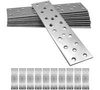 BOLIST 10 Pcs Flat Joining Plates 160 × 40 × 2 mm Galvanised Steel Mending Brackets Heavy Duty Connecting Plates Metal Repair Connectors for Wood Timber Sleeper
