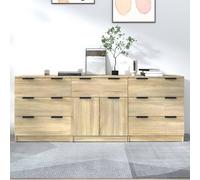 bolivar wooden sideboard with 2 doors 7 drawers in sonoma oak