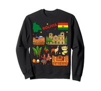 Bolivia Map Souvenir, Colorful Culture and Travel Art Design Sweatshirt
