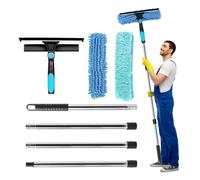 Bolizon Window Cleaning Equipment with Extension Pole(70in), 180° Rotatable Squeegee & Microfiber Scrubber,176cm Professional Window Cleaning Kit for High Windows, Shower Glass, Car and Mirror