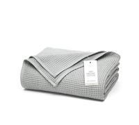 BOLL & BRANCH Waffle Bed Blanket - King/Cal King, Shore - Luxury 100% Organic Cotton - Soft, Lightweight and Breathable - Textured Waffle Weave Design
