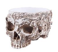 BOLLAER Resin Skull, Skull Flower Pot, Home Skull, Personalized Home Furnishing, Antique Decoration, Halloween Products, White Carved