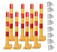 Bollard Car Parking Space Lock - Folding Barrier Post for Garage Security with Reflective Tape, 2-Pack