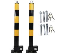 Bollard Car Parking Space Lock - Folding Barrier Post for Garage Security with Reflective Tape, 2-Pack