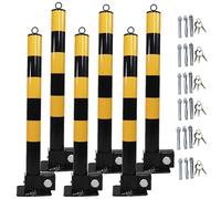 Bollard Car Parking Space Lock - Folding Barrier Post for Garage Security with Reflective Tape, 2-Pack