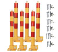 Bollard Car Parking Space Lock - Folding Barrier Post for Garage Security with Reflective Tape, 2-Pack