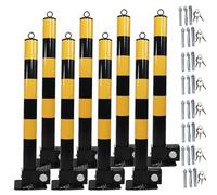 Bollard Car Parking Space Lock - Folding Barrier Post for Garage Security with Reflective Tape, 2-Pack