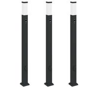vidaXL Bollard Lights with Sensor&Outlet 3 pcs 110 cm Black IP44