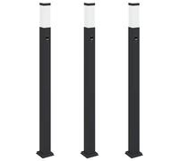 Bollard Lights 3pcs 110cm Black Stainless Steel PIR Sensor IP44 Outdoor vidaXL