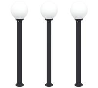 Bollard Lights 3pcs 120 cm Black Stainless Steel IP44 Outdoor vidaXL
