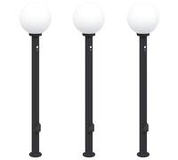 Bollard Lights 3pcs 120 cm Black Stainless Steel Sensor & Outlet IP44 vidaXL