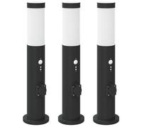 Bollard Lights 3pcs 50cm Stainless Steel With PIR Sensor & Outlet Outdoor vidaXL