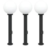 Bollard Lights 3pcs 80 cm Black Stainless Steel Outlet IP44 Outdoor vidaXL