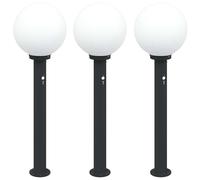 Bollard Lights 3pcs 80 cm Black Stainless Steel Sensor IP44 Outdoor vidaXL