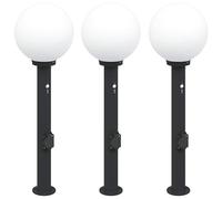 Bollard Lights 3pcs 80 cm Black Stainless Steel Sensor & Outlet IP44 vidaXL