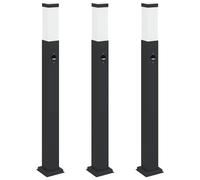 Bollard Lights 3pcs 80cm Black Stainless Steel PIR Sensor IP44 Outdoor vidaXL