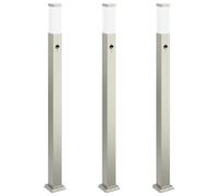 Bollard Lights with Sensor 3 pcs 110 cm Stainless Steel IP44 vidaXL