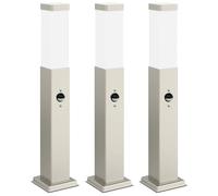Bollard Lights with Sensor 3 pcs 50 cm Stainless Steel IP44 vidaXL