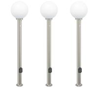 Bollard Lights with Sensor&Outlet 3 pcs 120 cm Stainless Steel IP44 vidaXL
