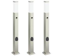 Bollard Lights with Sensor&Outlet 3 pcs 80 cm Stainless Steel IP44 vidaXL