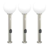 Bollard Lights with Sensor&Outlet 3 pcs 80 cm Stainless Steel IP44 vidaXL
