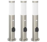 Bollard Lights with Sensor&Outlet 3pcs 50 cm Stainless Steel IP44 vidaXL
