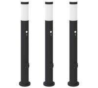 Bollard Lights with Sensor&Outlet 3pcs 80 cm Stainless Steel IP44 vidaXL