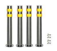 Bollard Parking Post with Reflective Strips, Stainless Steel Traffic Control Barrier, 6PCS - Durable and Easy to Install for Garage Private Parking