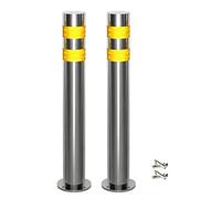 Bollard Parking Post with Reflective Strips, Stainless Steel Traffic Control Barrier, 6PCS - Durable and Easy to Install for Garage Private Parking