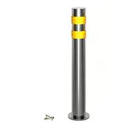 Bollard Parking Post with Reflective Strips, Stainless Steel Traffic Control Barrier, 6PCS - Durable and Easy to Install for Garage Private Parking